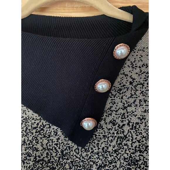Adrienne Vittadini pullover ombré metallic sweater with pearl button neck size M - Picture 2 of 8
